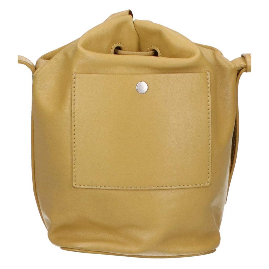 Jil Sander Leather Bucket-shaped Drawstring Bag Shoulder Bag mustardUsed