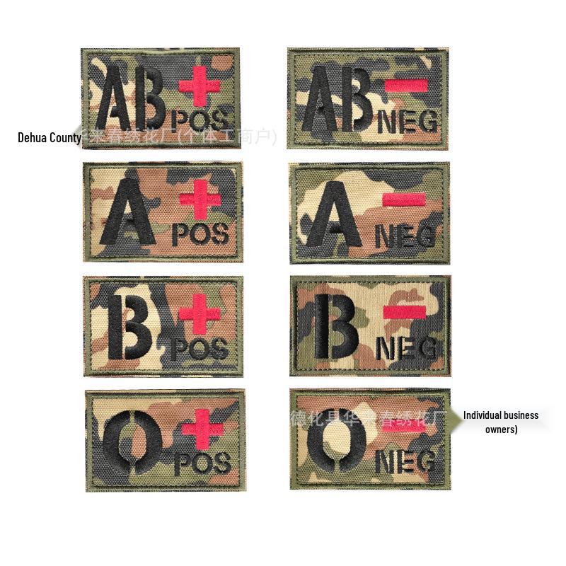 Camouflage Blood Type Embroidery Patch: AB & O Type for Tactical Backpacks