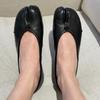 Sheepskin Version of the New Classic Pleated Pig's Feet Split-toed Shoes, One-pedal Lazy Mary Jane Shoes, Women's Pig's Trotters Shallow Mouth Single