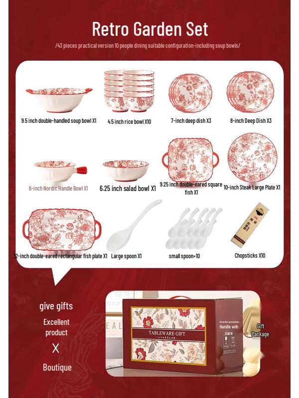 Modulanka Vintage Garden Ceramic Dinnerware Set