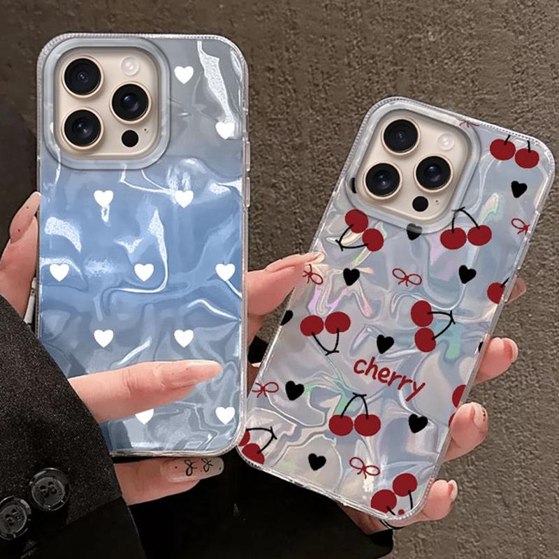 Summer Cute Heart Bow Cherry Girls Women Phone Case For Apple iphone 15 16 14 13 Pro Max 16e 12 11 7 8 Plus XR SE Fundas Cover