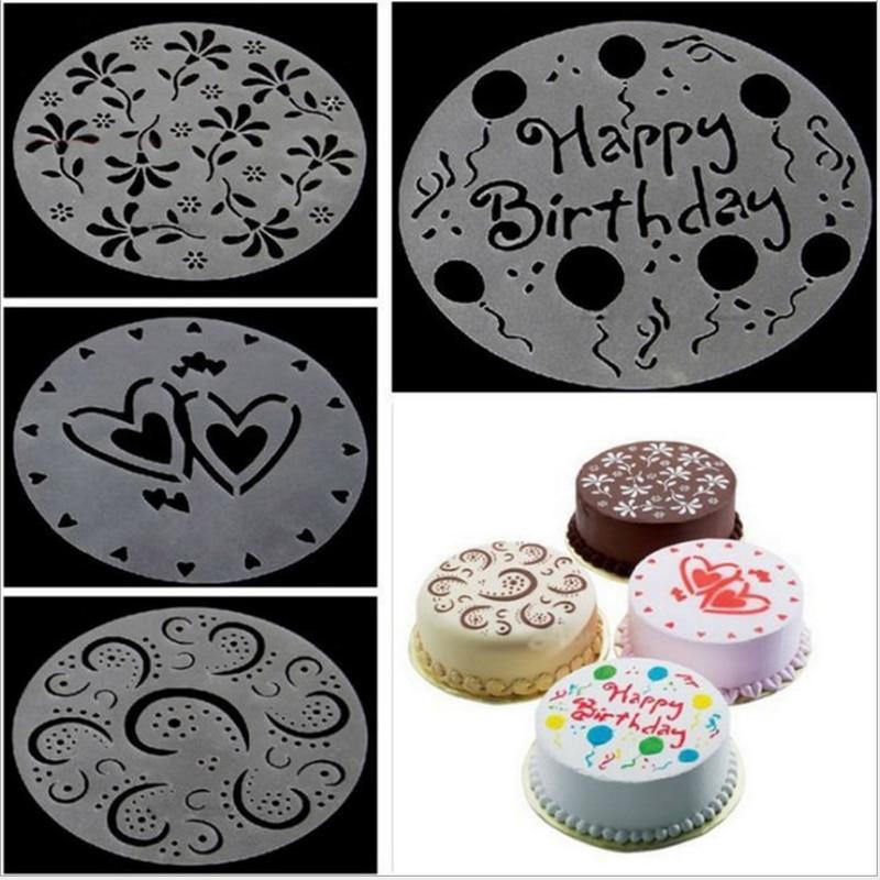 buy 4pc lot plastic cake stencils flower spray stencils birthday cake mold decorating bakery tools diy mould fondant template at affordable prices free shipping real reviews with photos joom