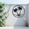 Iron Art Palm Tree Wall Art Mural Statue Weather‑Resistant Hooks for Outdoor Garden Fence Beach Summer Home Decor