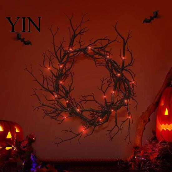 Crow Wreath Decoration Thorns Wreath, Realistic Spiked Branches, Halloween Horror Theme Decoration, Door Hanging Dead Branch Spooky for Haunted House