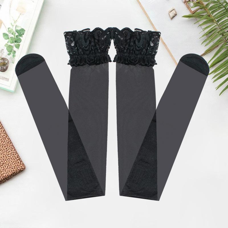 Damen Spitzenbesatz Oberschenkelhohe Silikon Anti-Rutsch Strümpfe - Sommer Mehrfarbig