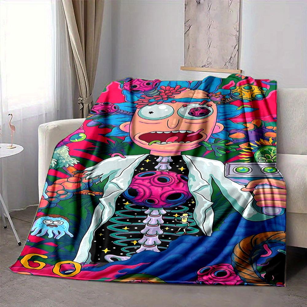 1 szt. Koc Rick i Morty Lekki flanelowy narzuta na sofę, łóżko, podróż, kemping, salon, biuro, kanapę, krzesło i łóżko