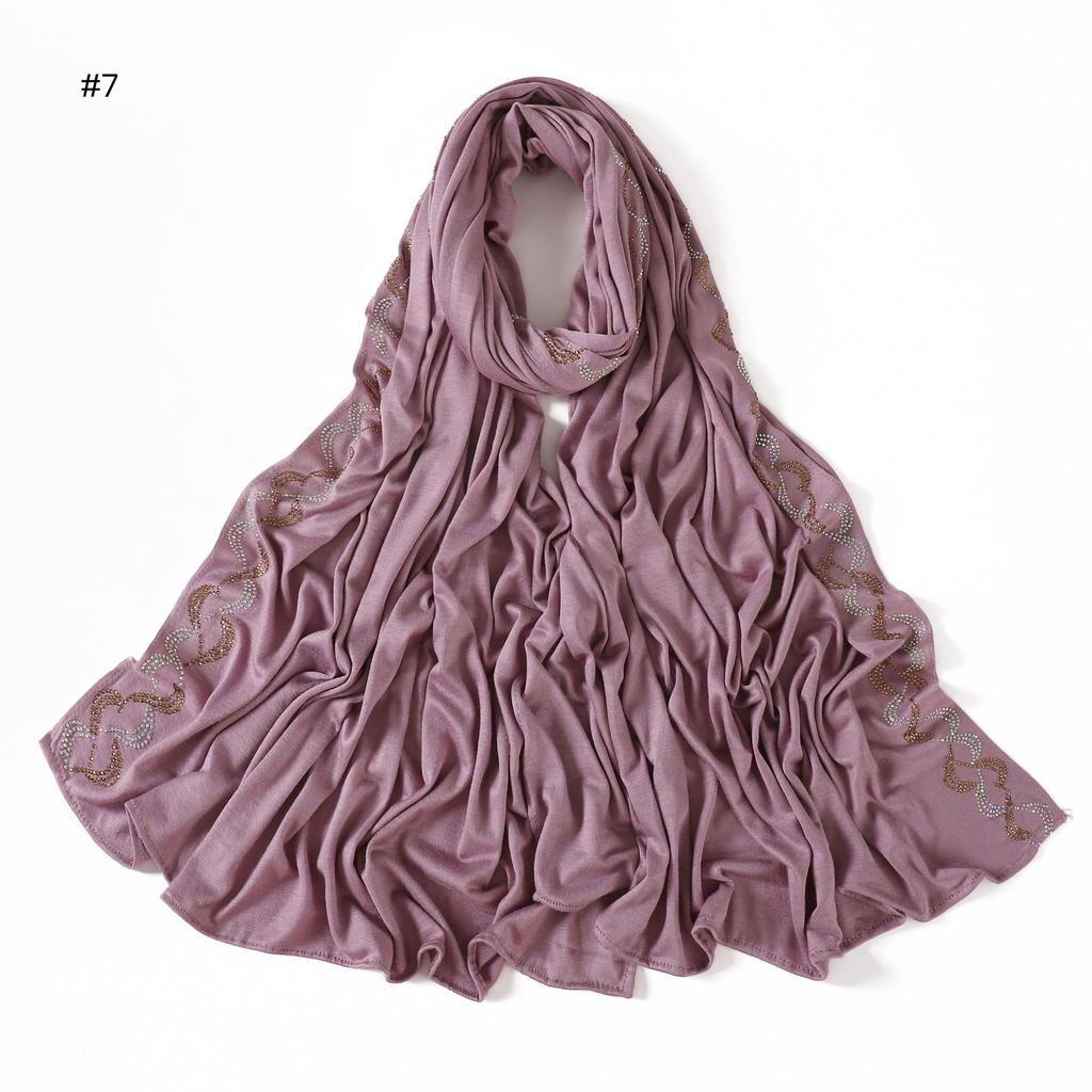 New Rhinestone Hijab for Women Gold Silver Diamond Muslim Headscarf Soft Breathable Jersey Wrap Eid Ramadan Fashion Accessories