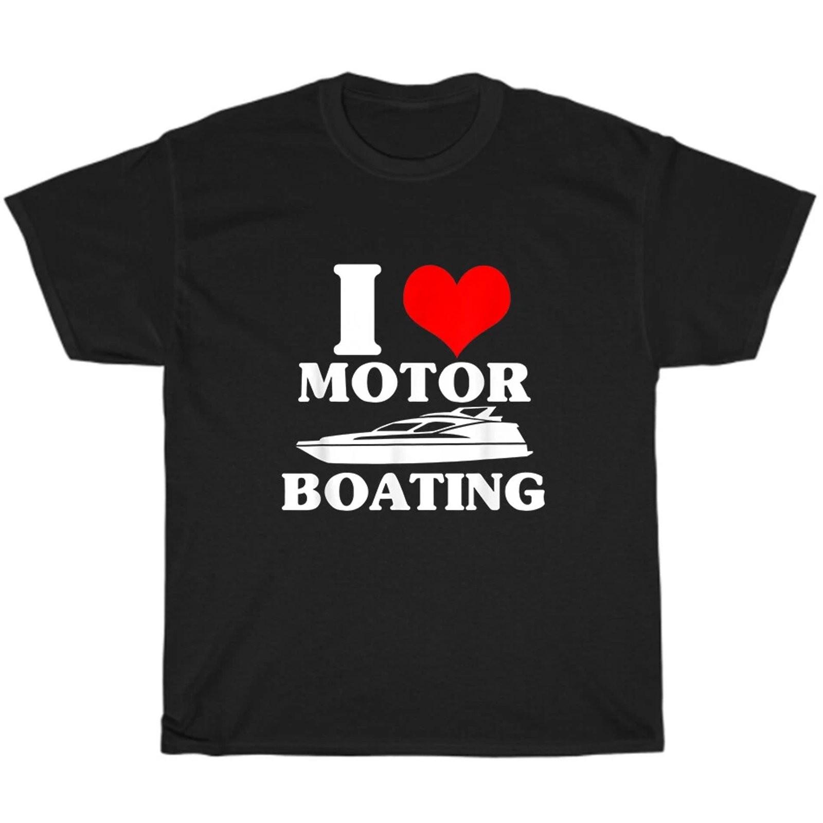 Motor Boating T-Shirt Mens Funny Graphic Tee Cotton Boater Heart Gift XXL