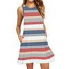 Women's Fashion Beach Dress Sleeveless Round Neck Stripe Print Dress