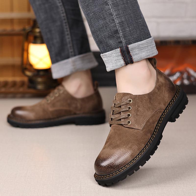Fashion All-match Men Walking Shoes England Trend Casual Shoes Male Suede Oxford Wedding Leather Dress Shoes New Luxury Brand Men Flats