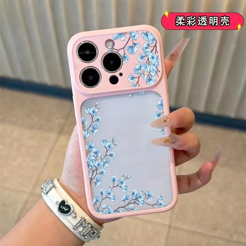 Blue flower branch is suitable for Apple 11/11Pro mobile phone case iPhone11/11/11 skin feeling acrylic 11 anti-drop.
