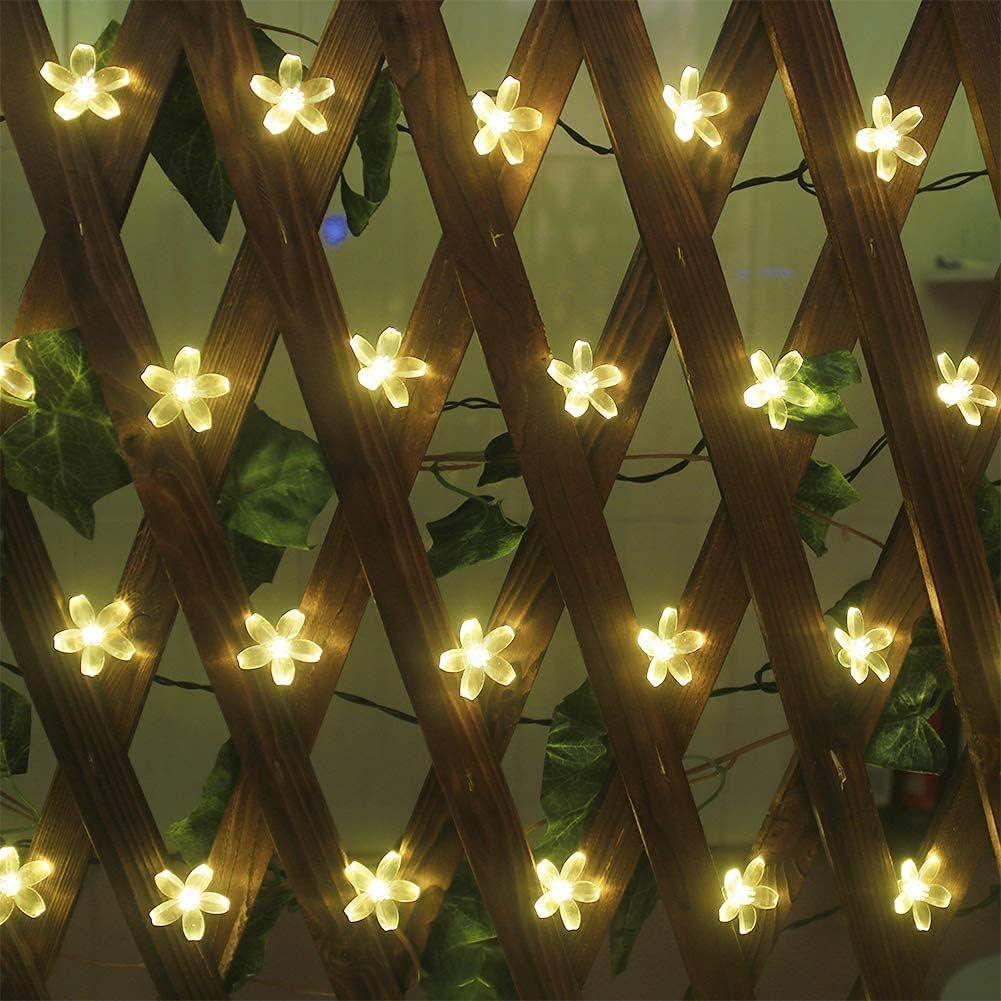 16 Plastic Flower String Diwali Lights for Decoration for Home, Led Curtain Light Warm White 3Mtr Indoor/Outdoor Lights (Battery Not Included)