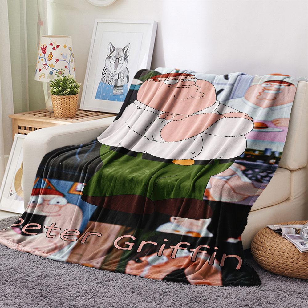 Peter Griffin Printed Flannel Blanket, soft throw for bedroom sofa, washable, fan merchandise, great gift.