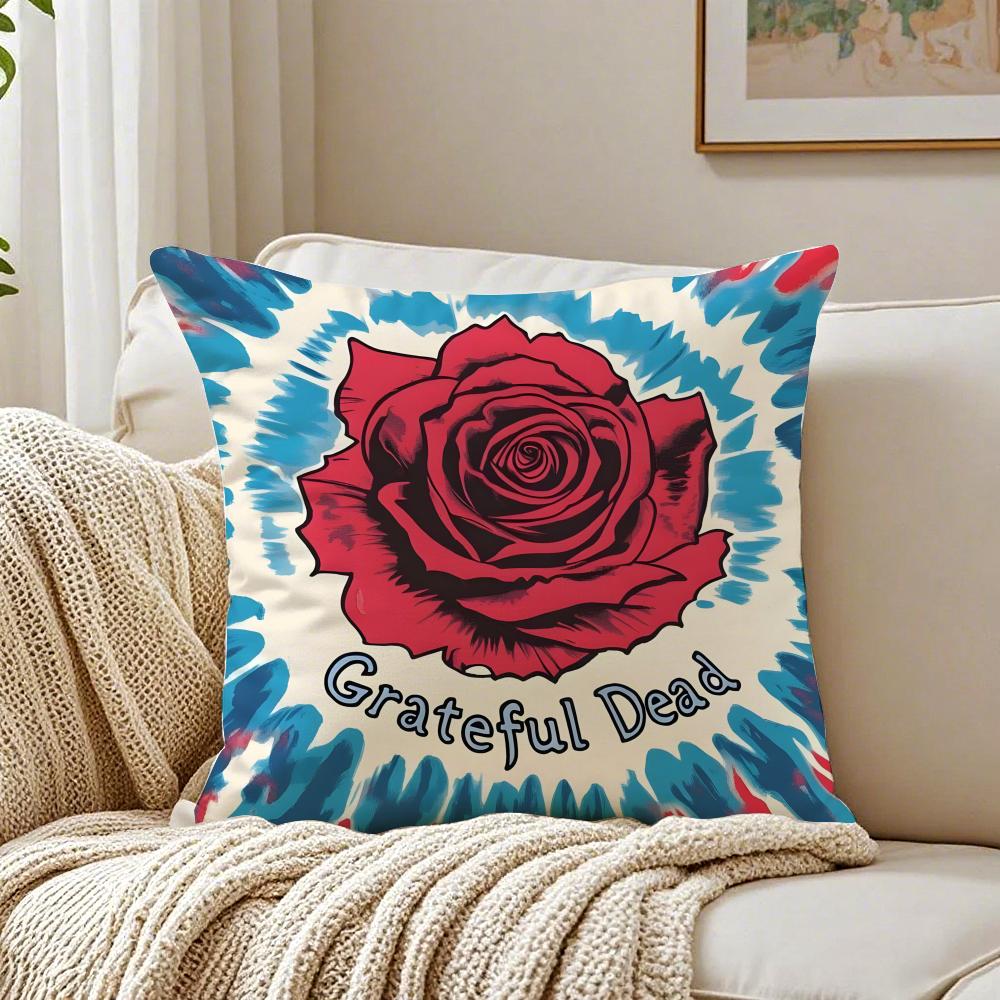 GGrateful Dead Cushion Cover Linen Pillowcase Soft for Sofa Bed Home Room Decor