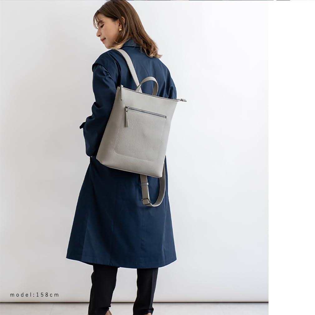 VITAFELICE Damen Rucksack mit Fronttasche inb-10082p (Hellgrau)