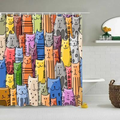Cartoon Animal Shower Curtain, Bathtub, Bathroom Waterproof Partition Decorative Curtain, With 12 Hooks Can Be Customized