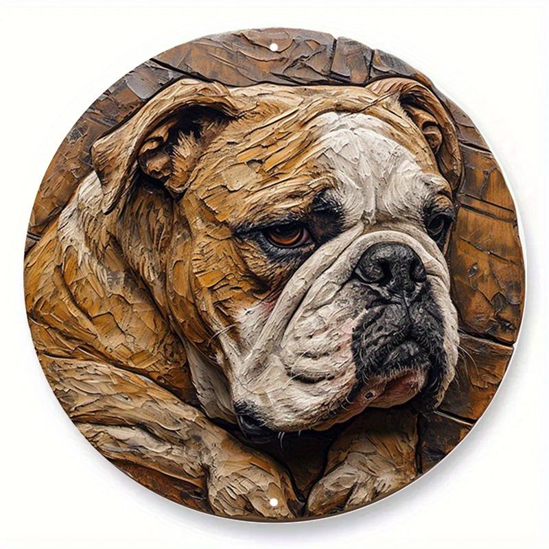 1pc 2d Flat Wood Round Wooden Sign - 20cm Art Painting Wreath Decorative Plates Entrance Decor Gift Mask Theme for Bar Cafe Club Home Room Wall Decor