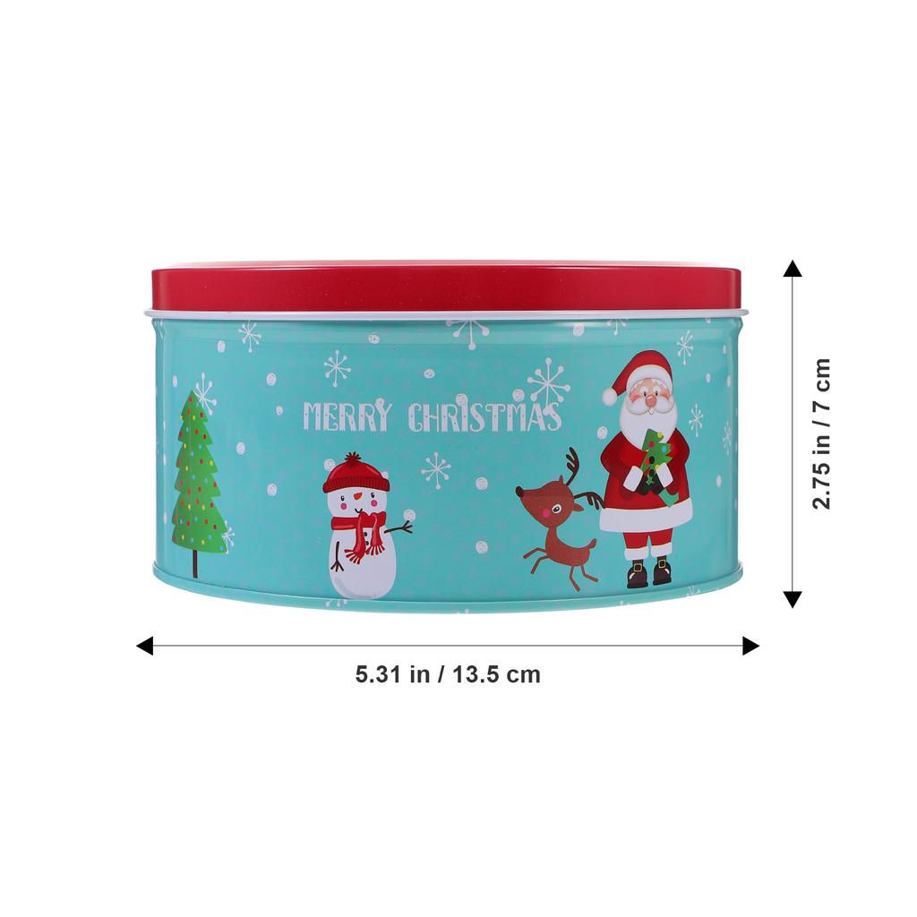 Christmas Biscuit Box Tinplate Candy Container with Lid Holiday Gift Storage Tin Xmas Party Decoration Sweet Treat Case Metal