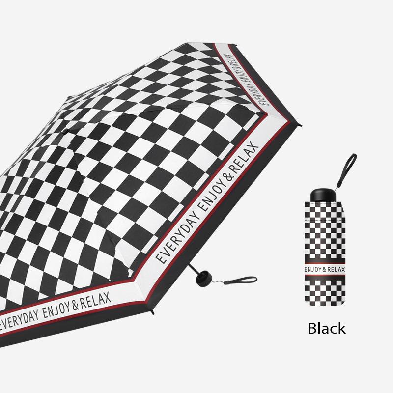 

Модный мини-зонт от солнца для женщин, складной маленький милый зонтик в клетку для девочек, дизайнерский УФ-зонт, ветрозащитный чёрный