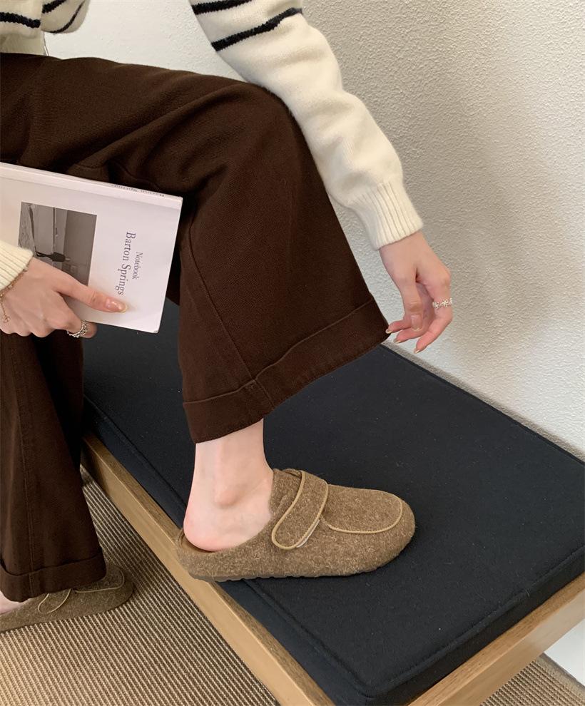 

Soft-soled bag head half slippers 2025 autumn one pedal gentle women s shoes temperament French evening shoes with skirt half drag tide 39 хаки