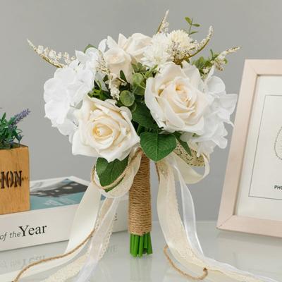 1PC Artificial Rose Flower Wedding Bouquets for Bride Bridesmaids Bridal Bouquets for Wedding Prom Ceremony Homecoming Anniversary Decorations