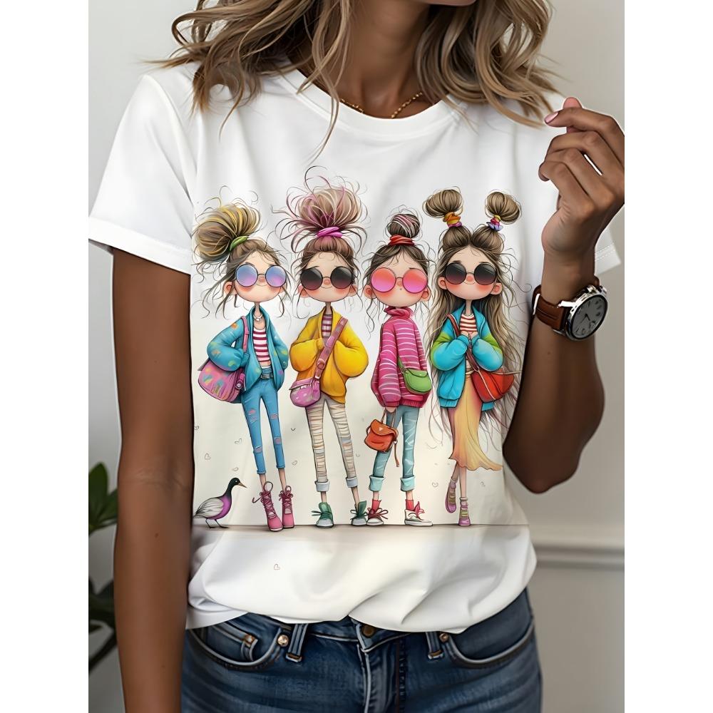 Women’s Summer Printed Short Sleeves T-Shirts Personalized Girl Graphic Casual Trend Clothing Tees Tops Vacation Woman Clothes