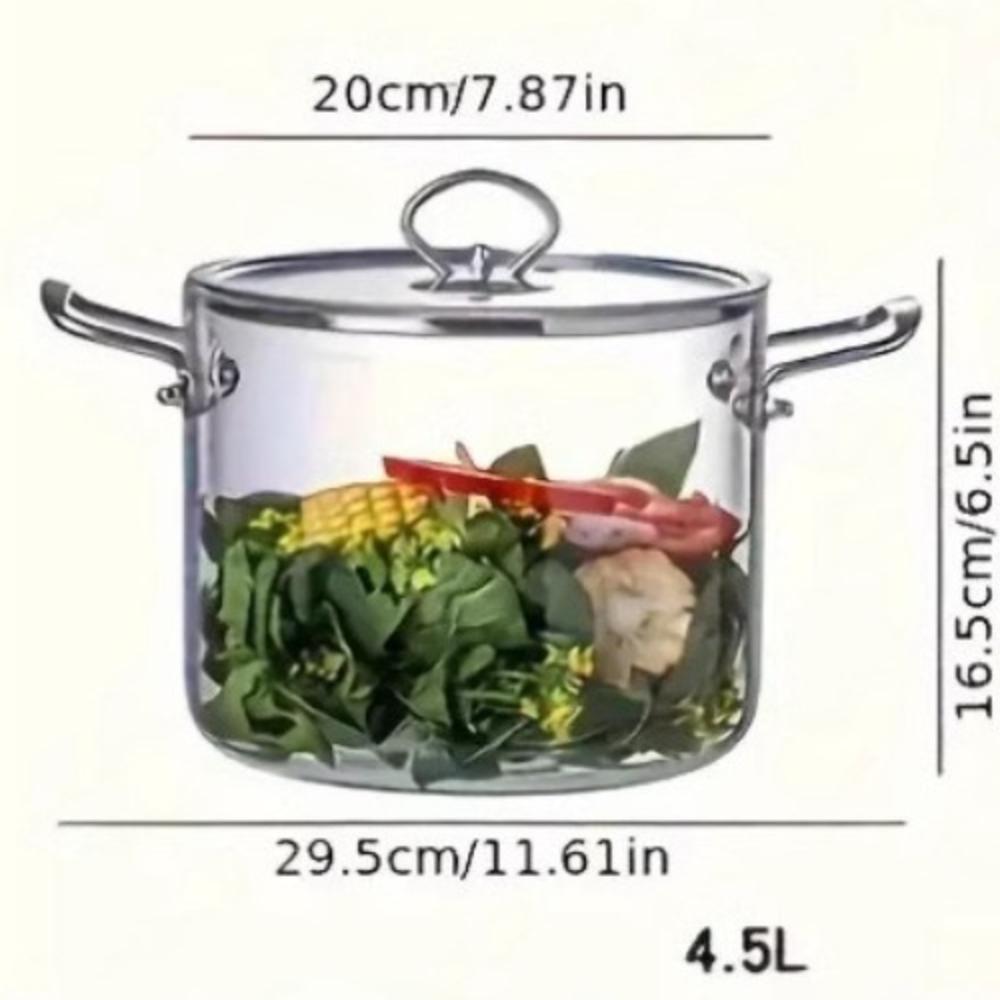 

Жаропрочная прозрачная кастрюля для приготовления пищи 2,5/3,5/4,5 л Стеклянная кастрюля для супа Стеклянный сотейник Кухонные инструменты для приготовления пищи 4.5L