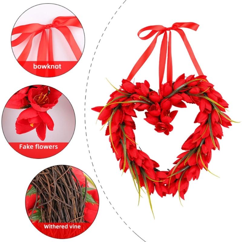 Valentines Day Wreath Pendant Tulips Love Garlands Decoration Proposal Scene Layout Props Valentines Day Garlands Party