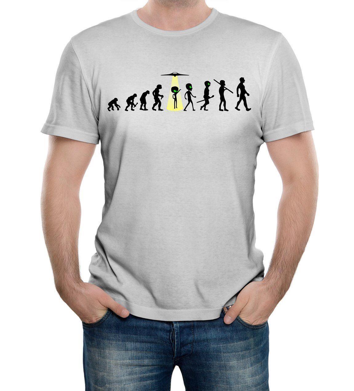 Evolution - Alien Abduction Mens T-Shirt Mens Womens Tees Top - UFO Invasion Beam Me Up Space Area 51 2XL