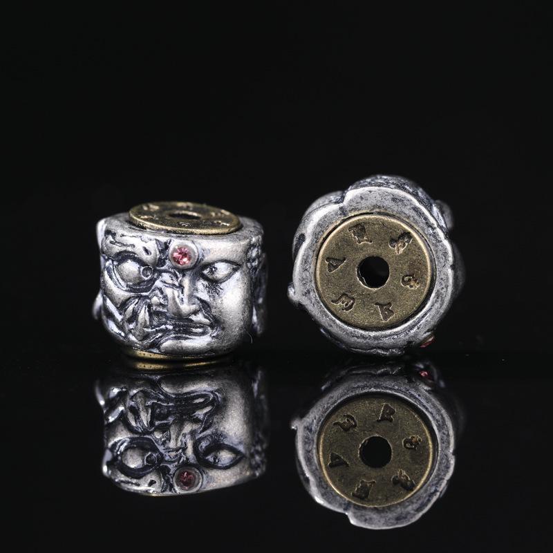 Antique-Finish Vajra Scepter Beads: Color-Preserving Silver Six-Syllable Mantra Spacer for DIY Tibetan Bracelets