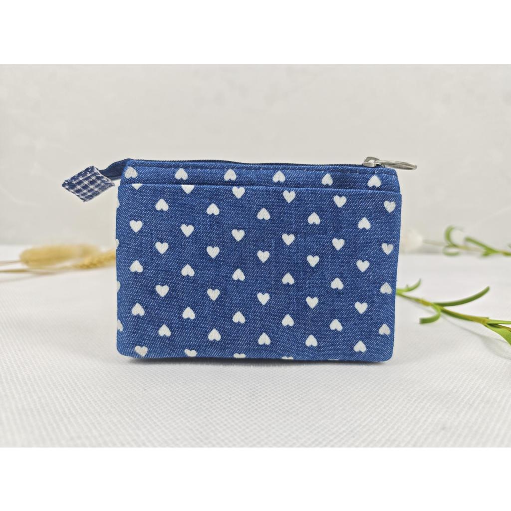 Handmade Countryside Fabric Double Zipper Coin Purse & Key Holder for Women
