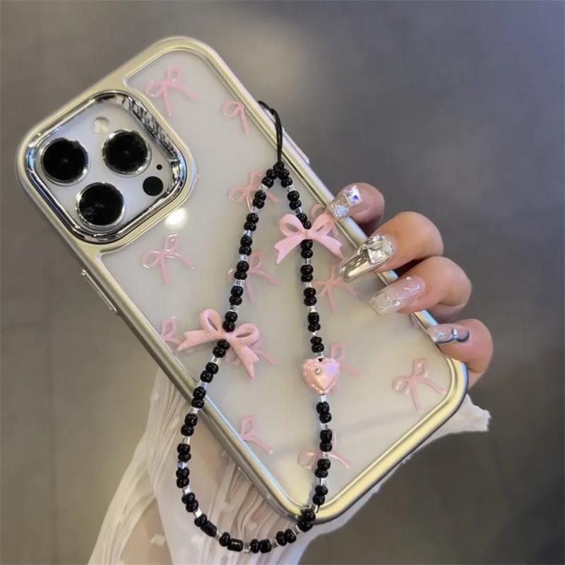 Y2k Cute Bowknot Love Heart Phone Lanyard Simplicity Short Phone Strap Style Phone Earphones Camera Chain Lanyard Accessories