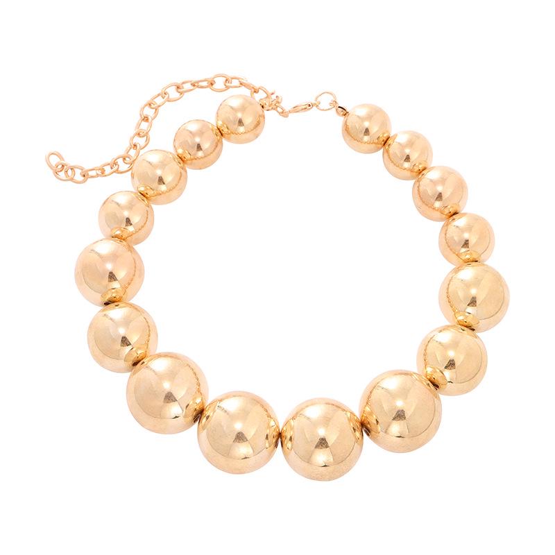 Exaggerated Punk Choker: Large Beaded Geometric Necklace for Women