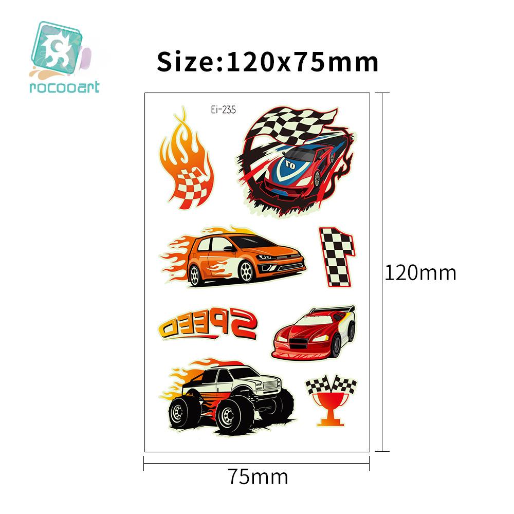 Rekalong Luminous Waterproof Racing Car Tattoo Stickers for Night Parties