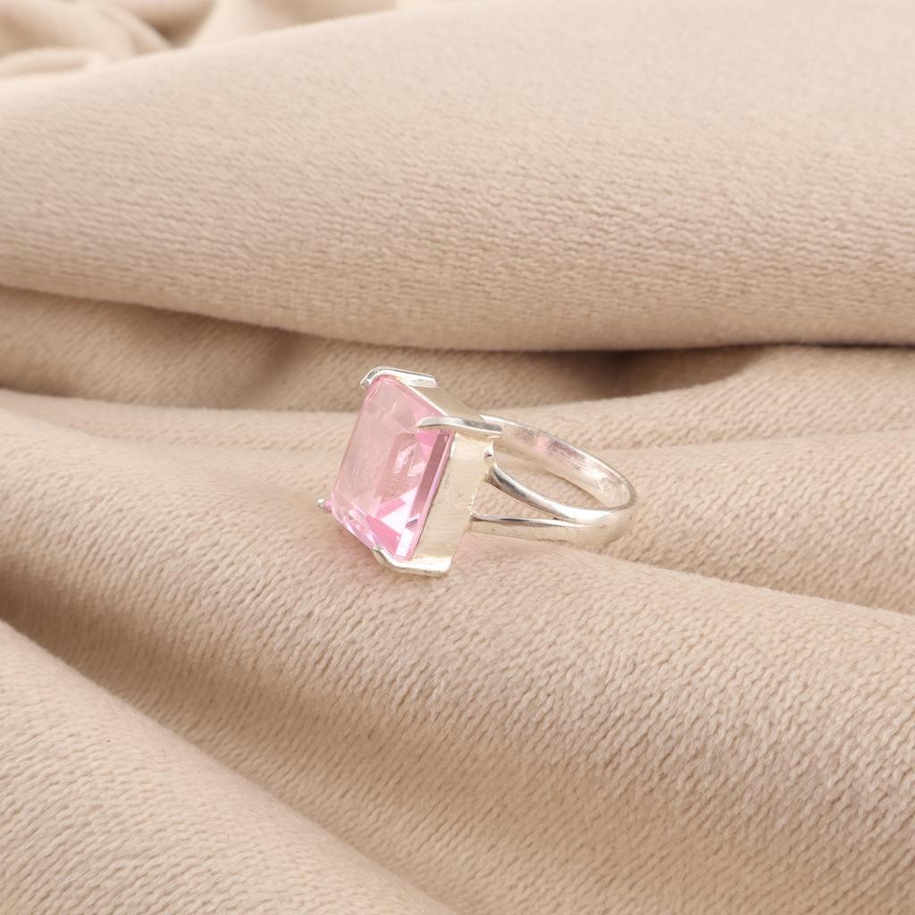 Morganite Gemstone Silver Promise Ring, 925 Sterling Silver Handmade Jewelry For Love RR-86-4