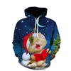 Mens Womens Christmas Santa 3D Digital Print Hooded Sweatshirt Loose Fit Winter Casual Top