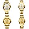 Elegant Golden Couple Watch Waterproof Steel Strap Business Quartz Watch For Couples