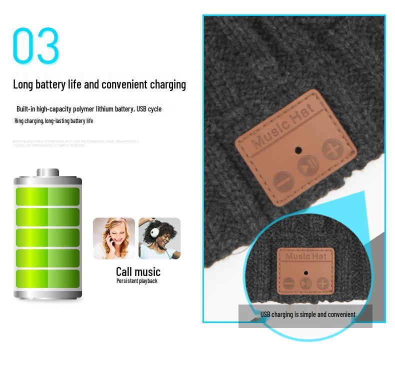 Unisex Wireless Bluetooth Earbuds Knit Hat - Outdoor Warm, Noise Cancelling, High-Quality Music Hat