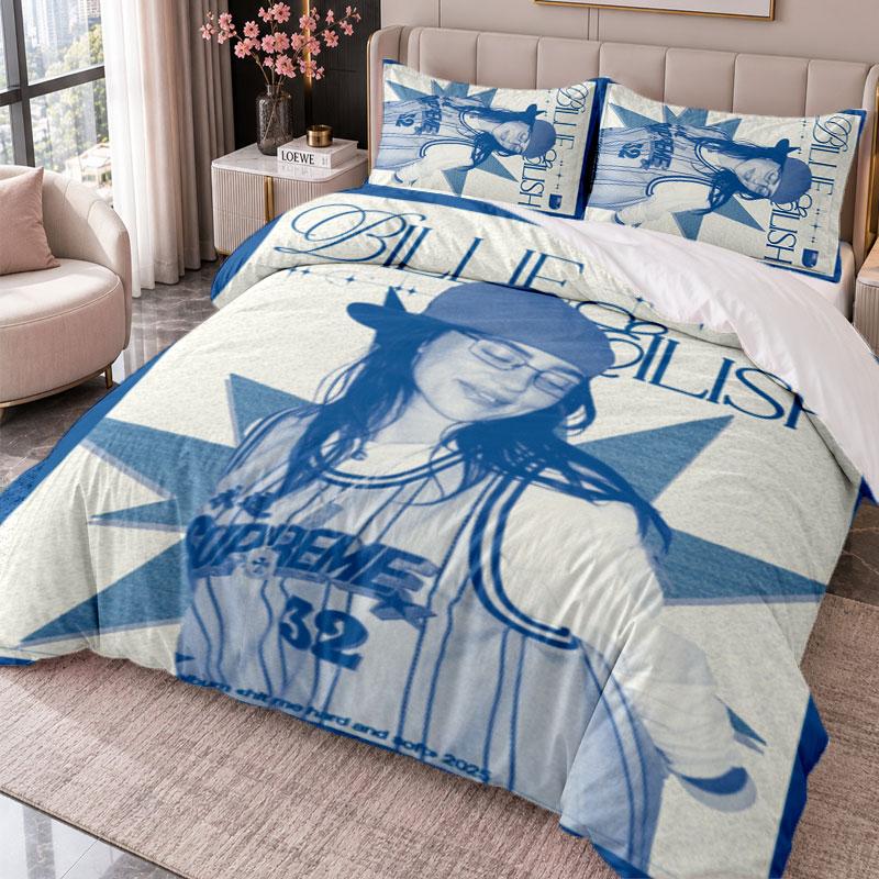 Billie Eilish 3Pcs Bedding Set Duvet Cover With Two Pillowcases For Bedroom Home Decoration