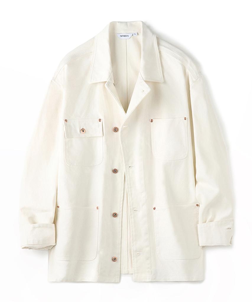 PARTIMENTO Duck Canvas Chore Jacket Ivory
