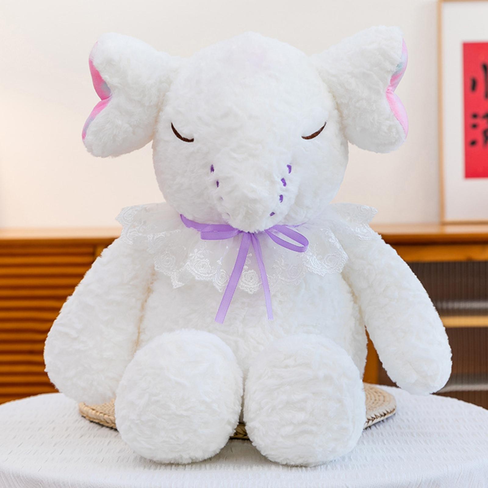 

Plush Stuffed Animal Soft Toy with Lace Collar and for Kids and Nursery Room Decoration Gift One Size білий