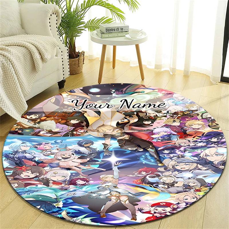 Personalized Genshin Impact Round Chair Office Rug - Perfect for Mat, Office Chair & More - Ideal Gift for Birthdays and Holidays