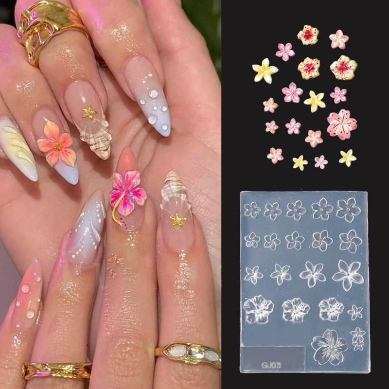 Multiple Size Sakuras Sturdy Silicone Mould Set Portable Accessory for Craft Supplies Nails Making Plaster Crafting