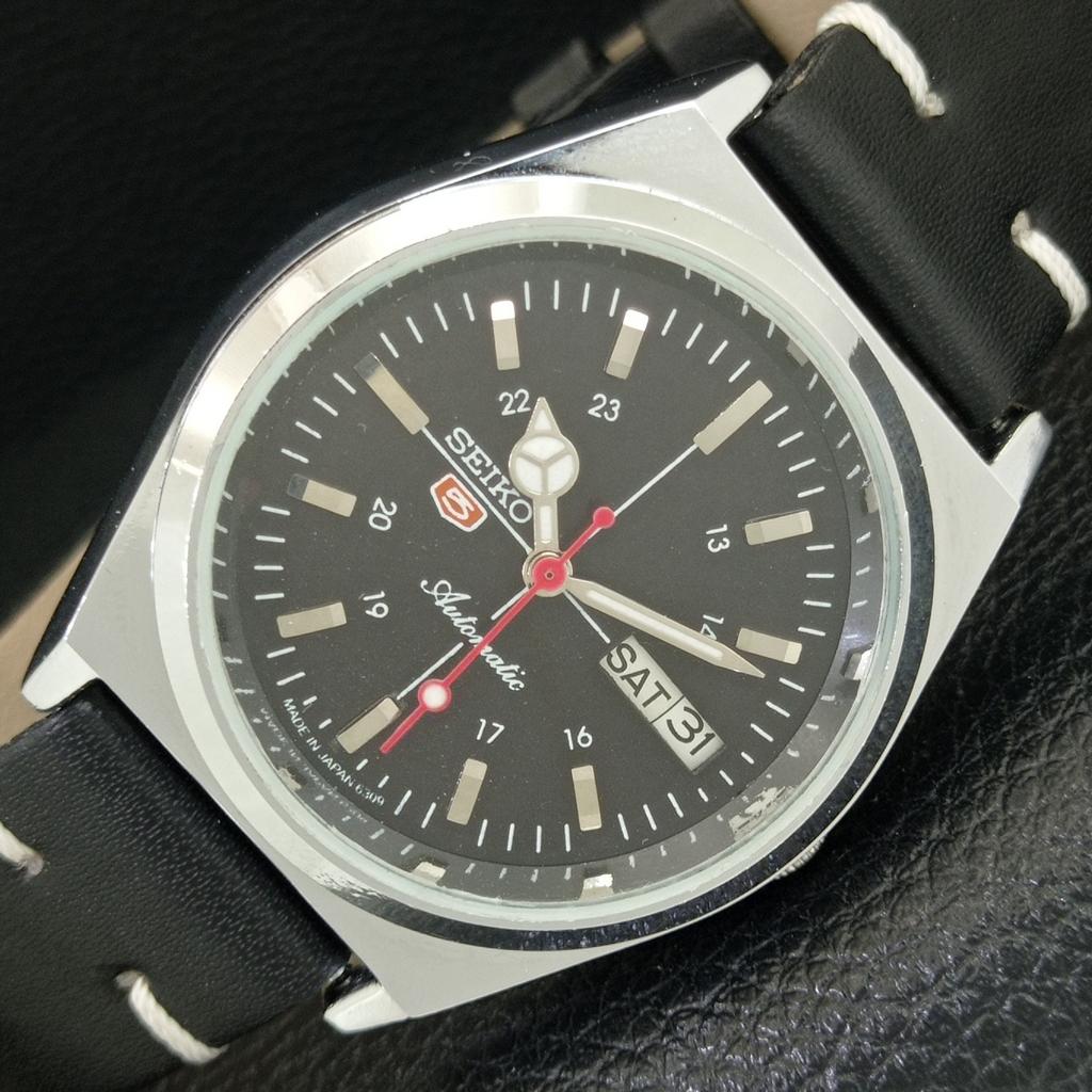 

REFURBISHED SEIKO 5 AUTOMATIC 6309A VINTAGE JAPAN MENS BLACK WATCH a442903-1