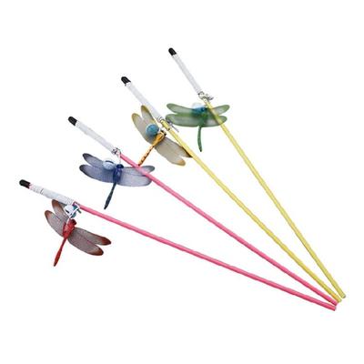 Realistic Dragonflies Pet Toy Compacts Interactive Cats Teaser Wand With Bells For Kitten Entertainment Mental Focusing