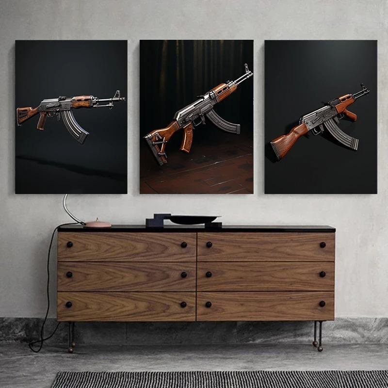 1Pcs Bar Interior Paintings Gun Picture On the Wall Decororation Living Room Rifle Poster Home Decor Canvas Painting AK47 Art