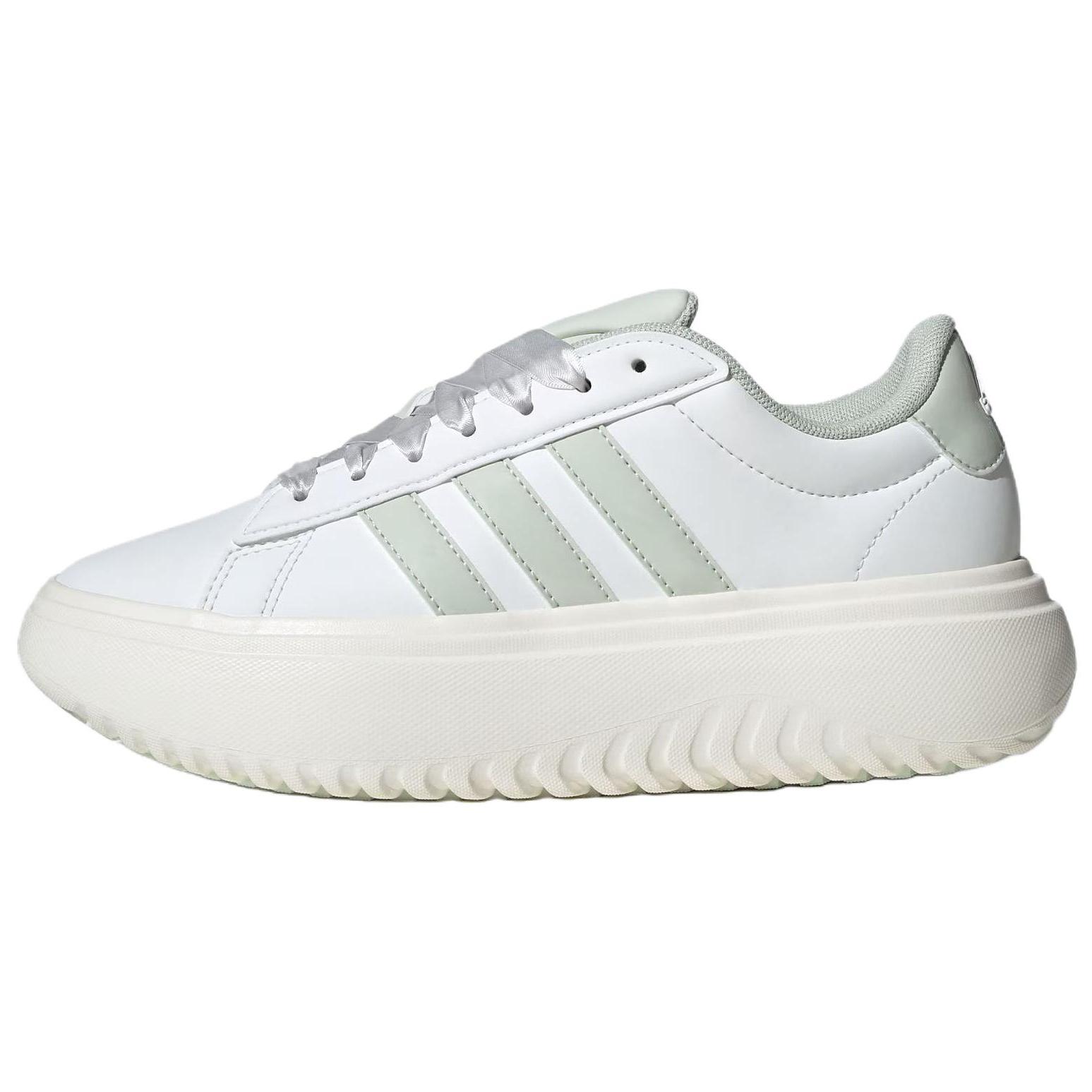 

New Adidas GRAND COURT PLATFORM Abrasion Resistant Low Top Tennis Shoes Women s Crystal White JR0705 38.5