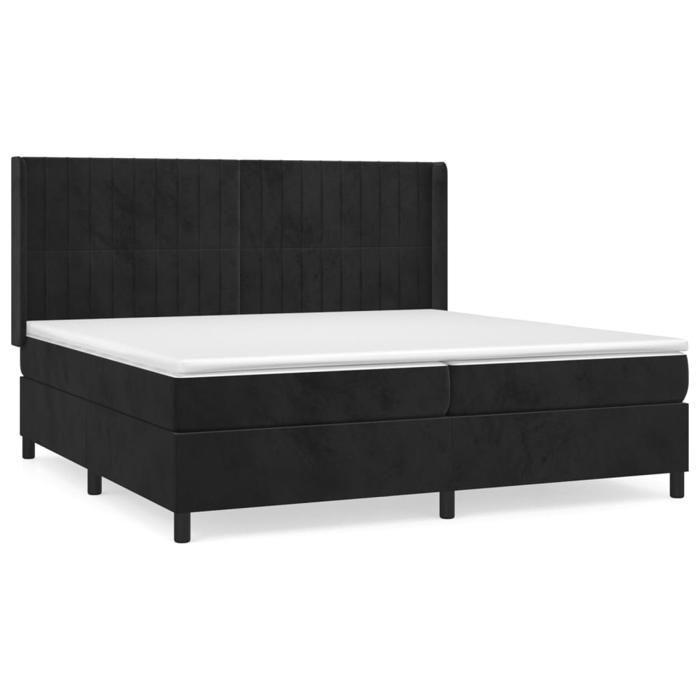 3132821 vidaXL Bed with Box Spring and Mattress Black 200x200 Cm Velvet