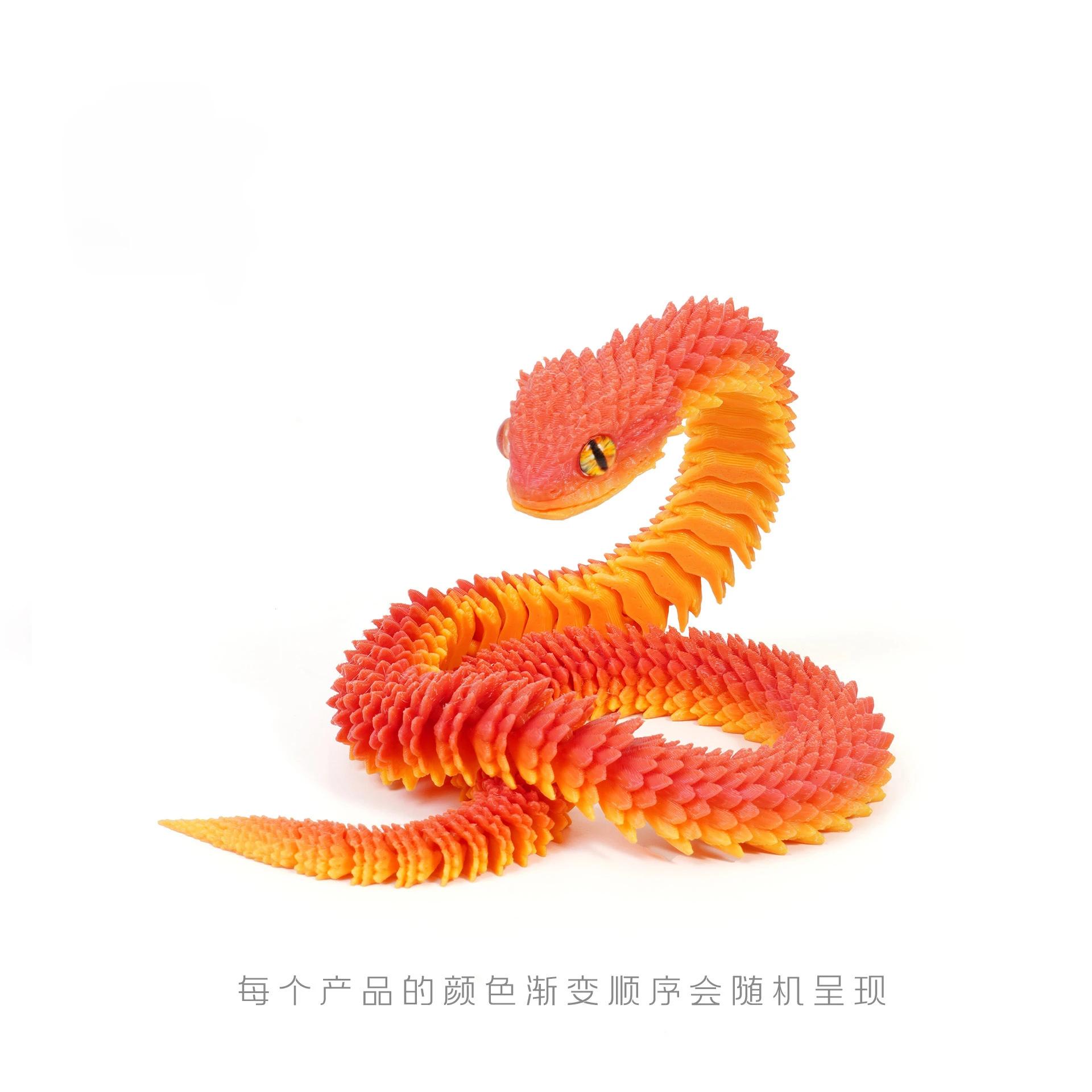 

30cm 3D Printed Snake Home Desk Ornament 30cm Realistic Luminous Movable Joint Snake Animal Statue Table Decoration Landscape
