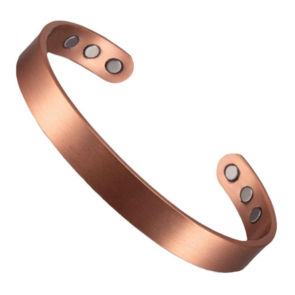 Adjustable Open Ring & Magnetic Antique Red Copper Bracelet Set